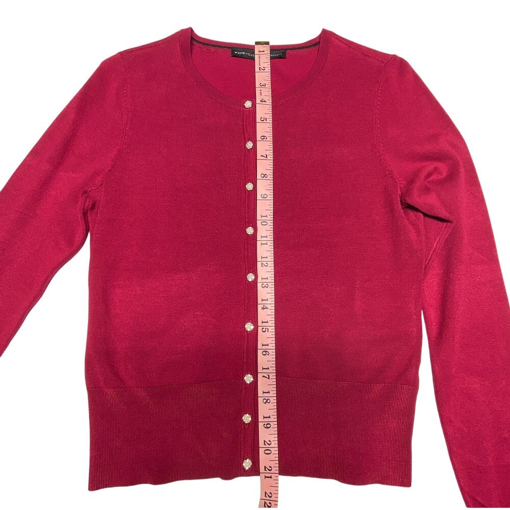 WHBM Womens Empress Red Jeweled Button Cardigan Small NWT - Picture 9 of 11